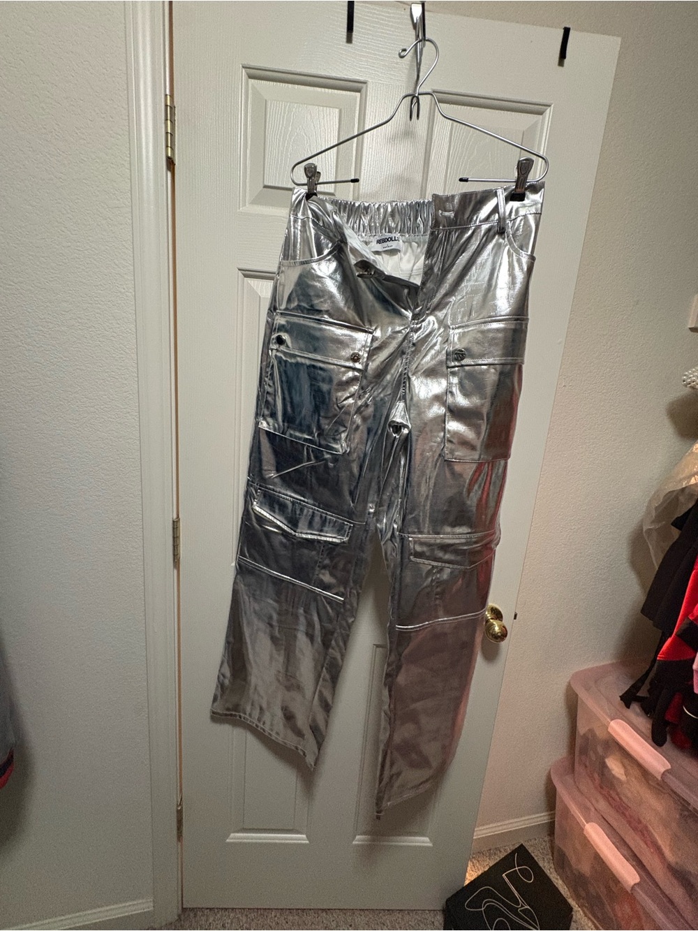 Rebdolls Metallic Silver Cargo Pants